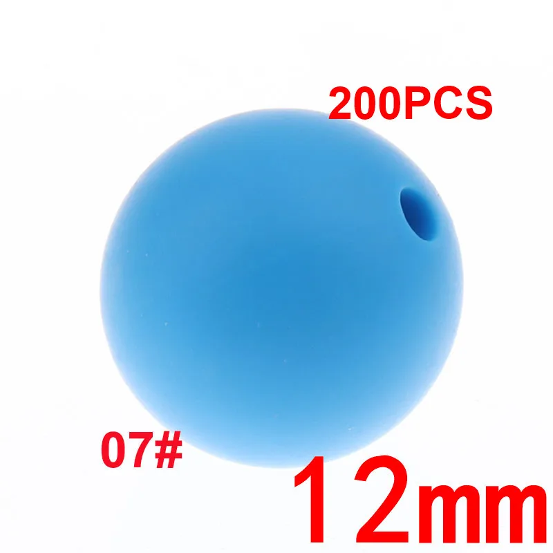 07 Deep Sky Blue 200 шт Круглые 12 мм Силиконовые Бусины прорезыватель Bpa бесплатно детские стоматологические ожерелья Аксессуары крепления для укачивания, успокаивающего приспособления цепочка ручная работа - Цвет: 07 Deep Sky Blue