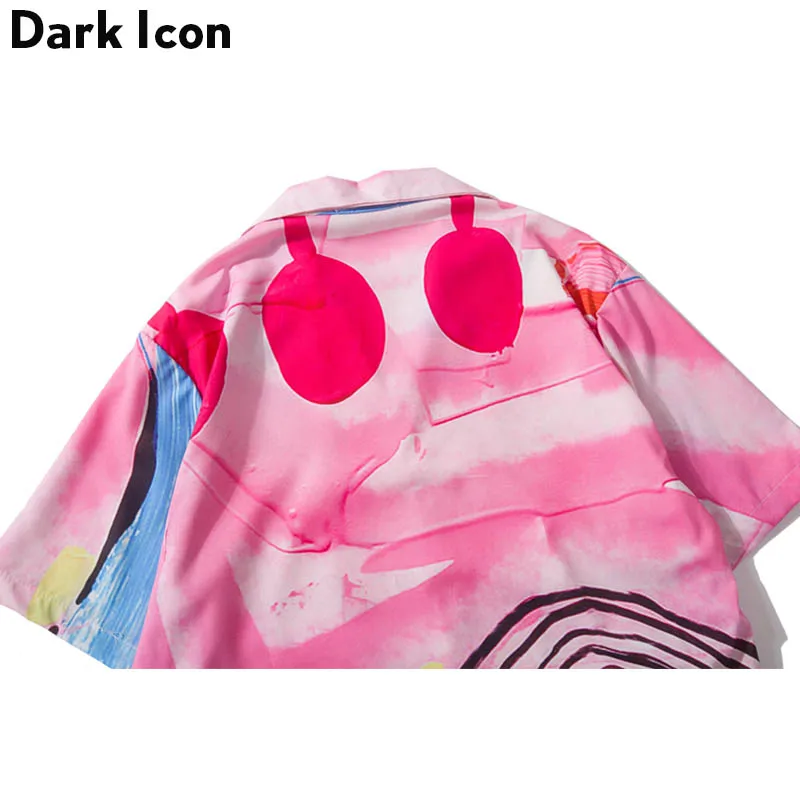 Dark Icon Printed Turn-down Collar Men's Shirt Street Shirts Men 2019 Summer Vintage Hip Hop Streetwear Clothing | Мужская одежда