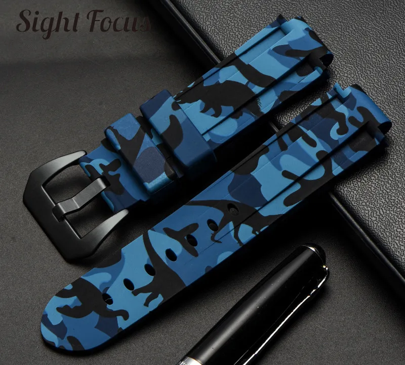 24x16 мм камуфляжные резиновые ремешки для часов TIMEX High Tide T2N720 T49859 сменные мужские Т-образные ремешки мужской браслет Reloj Hombre - Цвет ремешка: Camo blue Black