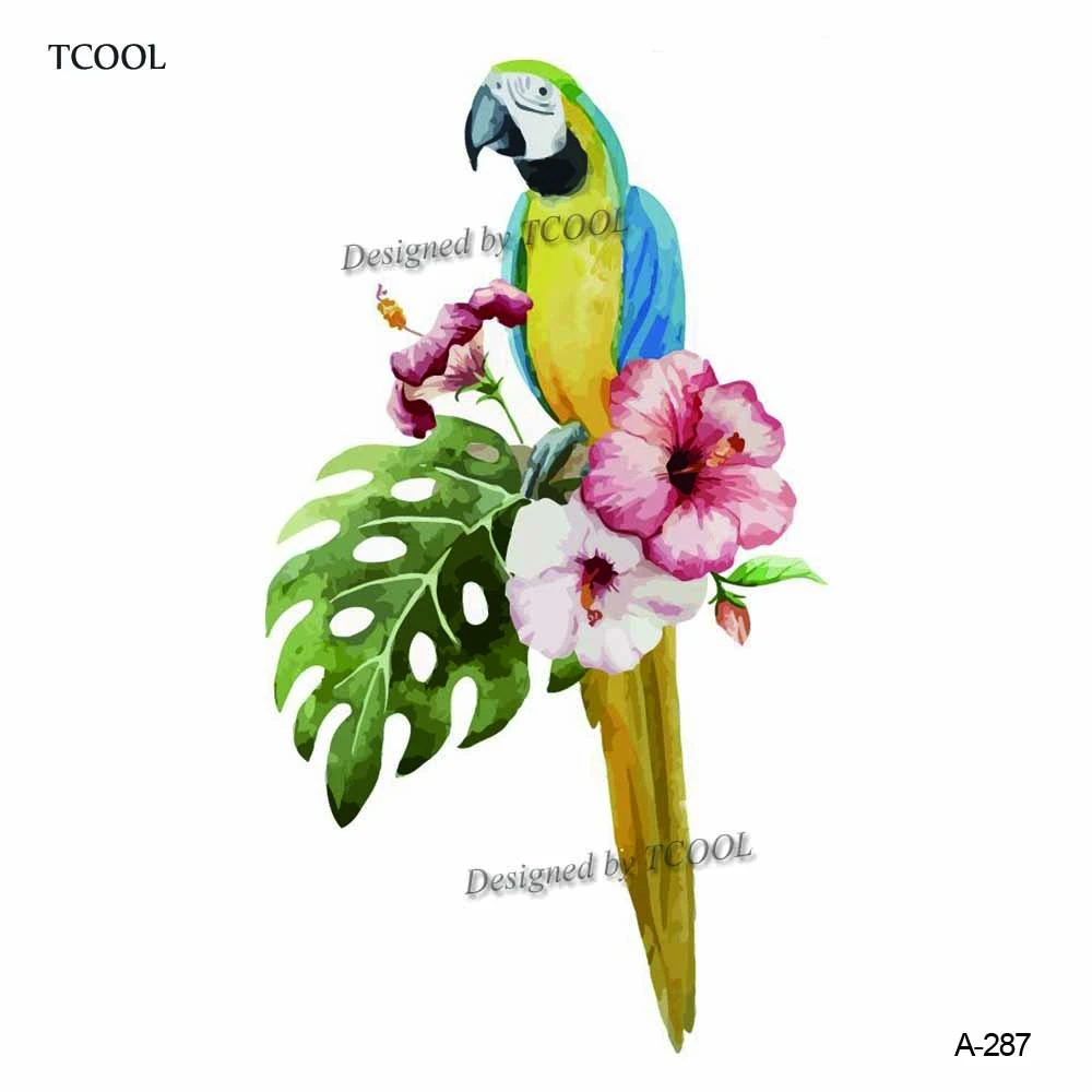 A 287 HXMAN Parrot временная татуировка наклейка для детей ручная боди-арт птица горячий дизайн поддельные женские водонепроницаемые тату бумага 9,8X6 см A-062 - Цвет: A 287