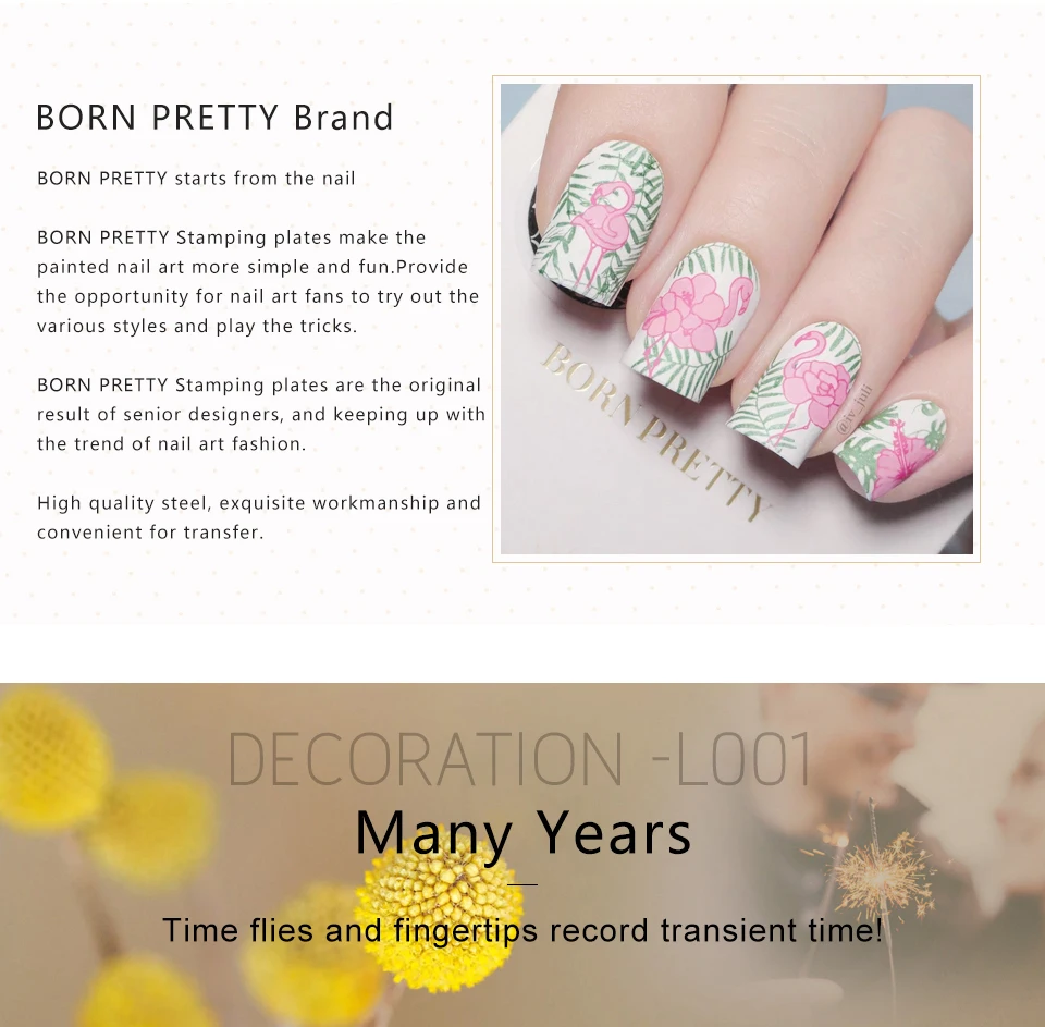BORN PRETTY прямоугольные пластины для штамповки ногтей цветочный орнамент из нержавеющей стали шаблон для дизайна ногтей изображение Украшение DIY