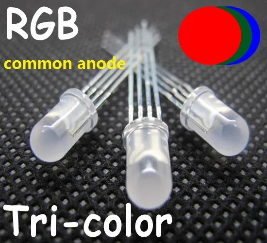 5 мм RGB 4 контакта диффузный светодиод общий анод трехцветный с большим/широким