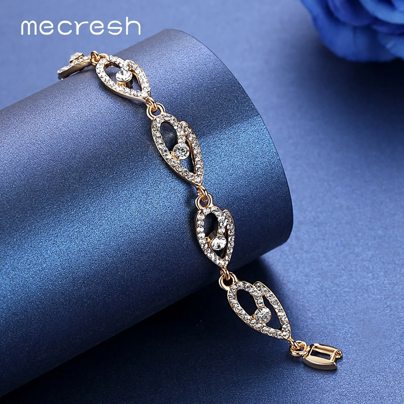 Женский браслет с кристаллами MSL318 серебряная/Золотая цветная слезы 2018|bracelets