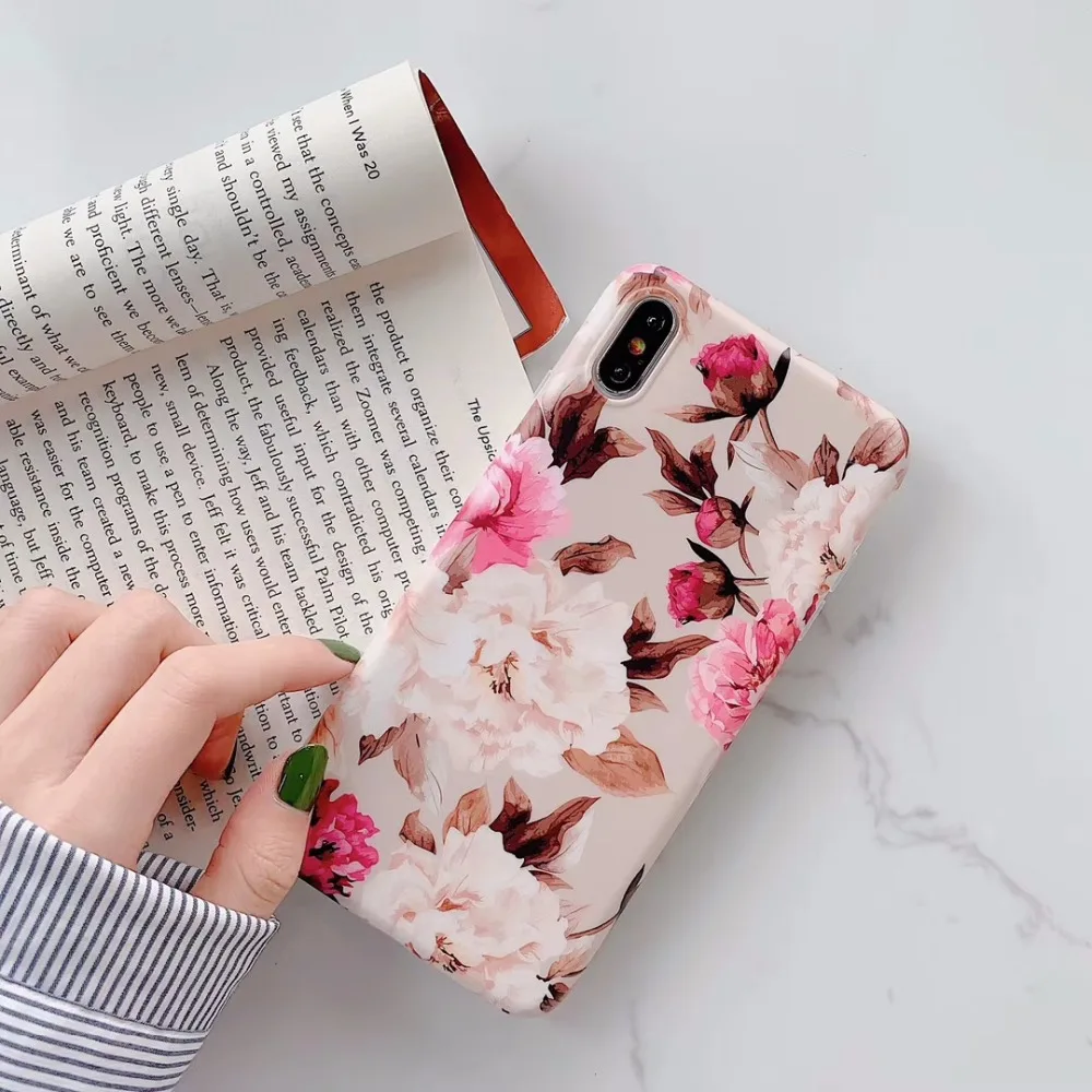 Retro flower Total package side Very soft TPU and ultrathin For iphone 6 plus 7 8 7P 8P X XS Max XR Phone Case |