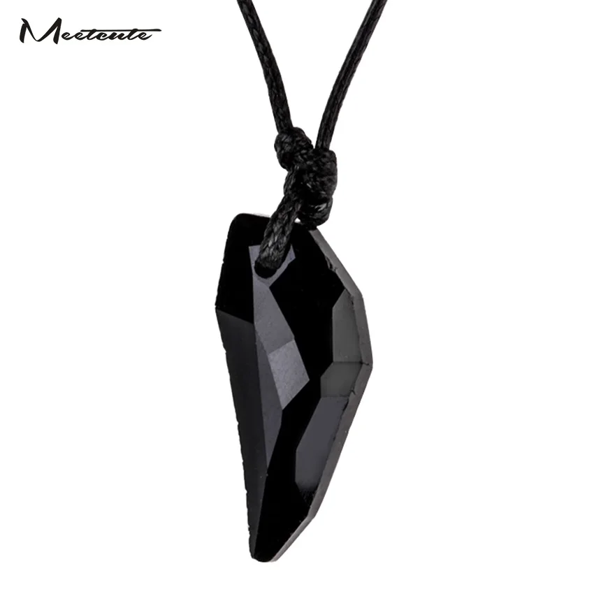 Meetcute Natural Ice Rainbow обсидиановый Новый глаз волк кулон Клык Ожерелья Ручная Веревка