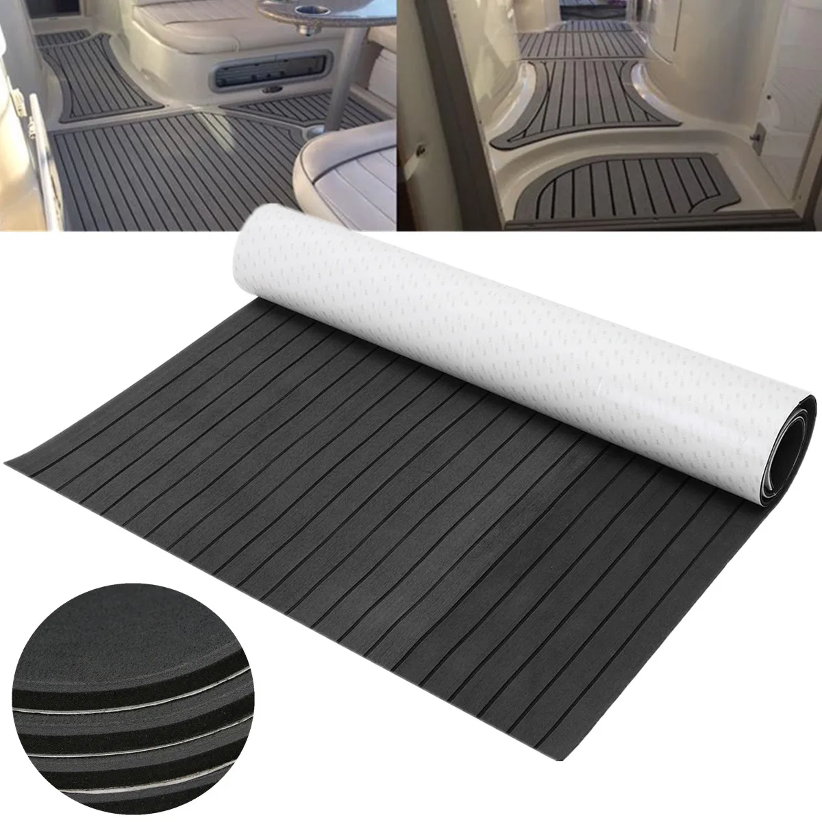 

Self-Adhesive Foam Teak Decking EVA Foam Marine Flooring Faux Boat Decking Sheet Accessories Marine Dark Grey 1200mmx2400mmx5mm