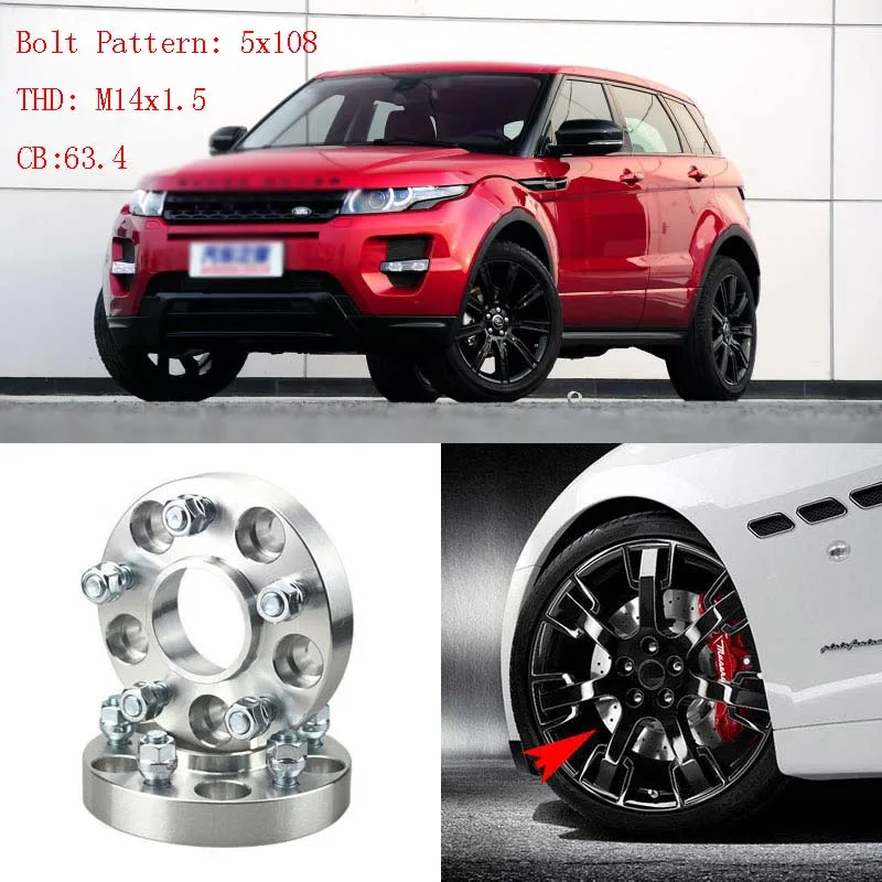 4 шт. 1 &quotколеса прокладки Адаптеры 5 Lug 5x4 3&quot/5x108 14x1.5 шпильки для Land Rover Evoque 2011 +|lug