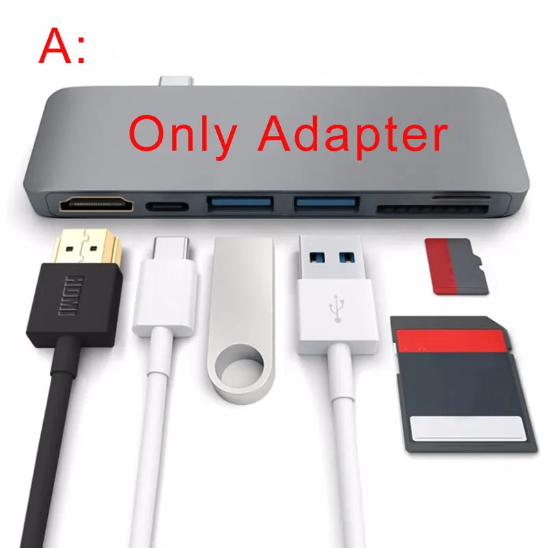 Gray Uosible Thunderbolt 3 адаптер USB C к HDMI Поддержка DEX PC режим для samsung телефон NS с PD устройство для чтения карт SD TF слот USB 3,0 - Цвет: Gray