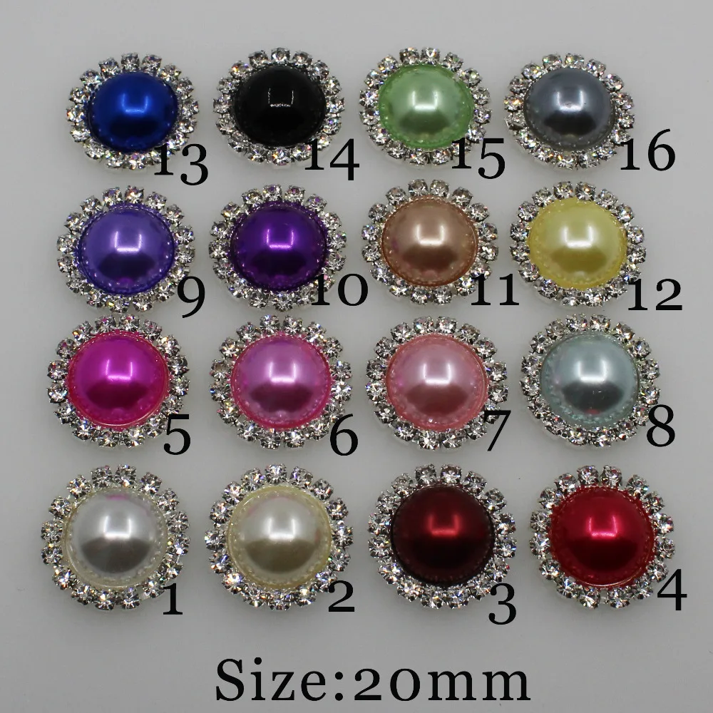 10 шт. круглые жемчужные пуговицы Стразы 20 мм|rhinestone pearl buttons|pearl buttonsflower center |