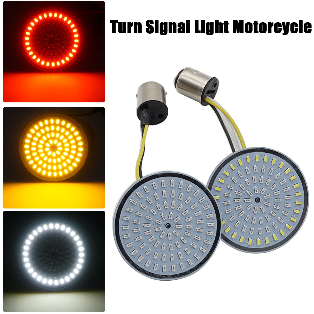 

Motorcycle Bullet Turn Signal Indicator Light Lamp 1156 1157 White/Amber LED Inserts Light For Moto Harley Sportster Dyna FLSTF