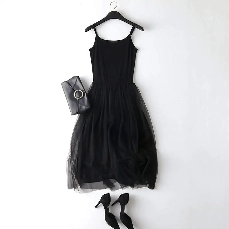 2021 Новый сексуальный топ на бретельках с платье сеткой в стиле пэтчворк Сезон