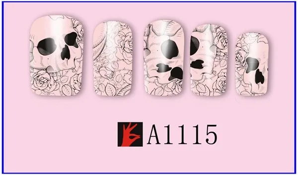 12 упак./лот переводка NAIL ART наклейки на ногти татуировки слайдера полное покрытие Хэллоуин Сова призрак вампира A1105-1116