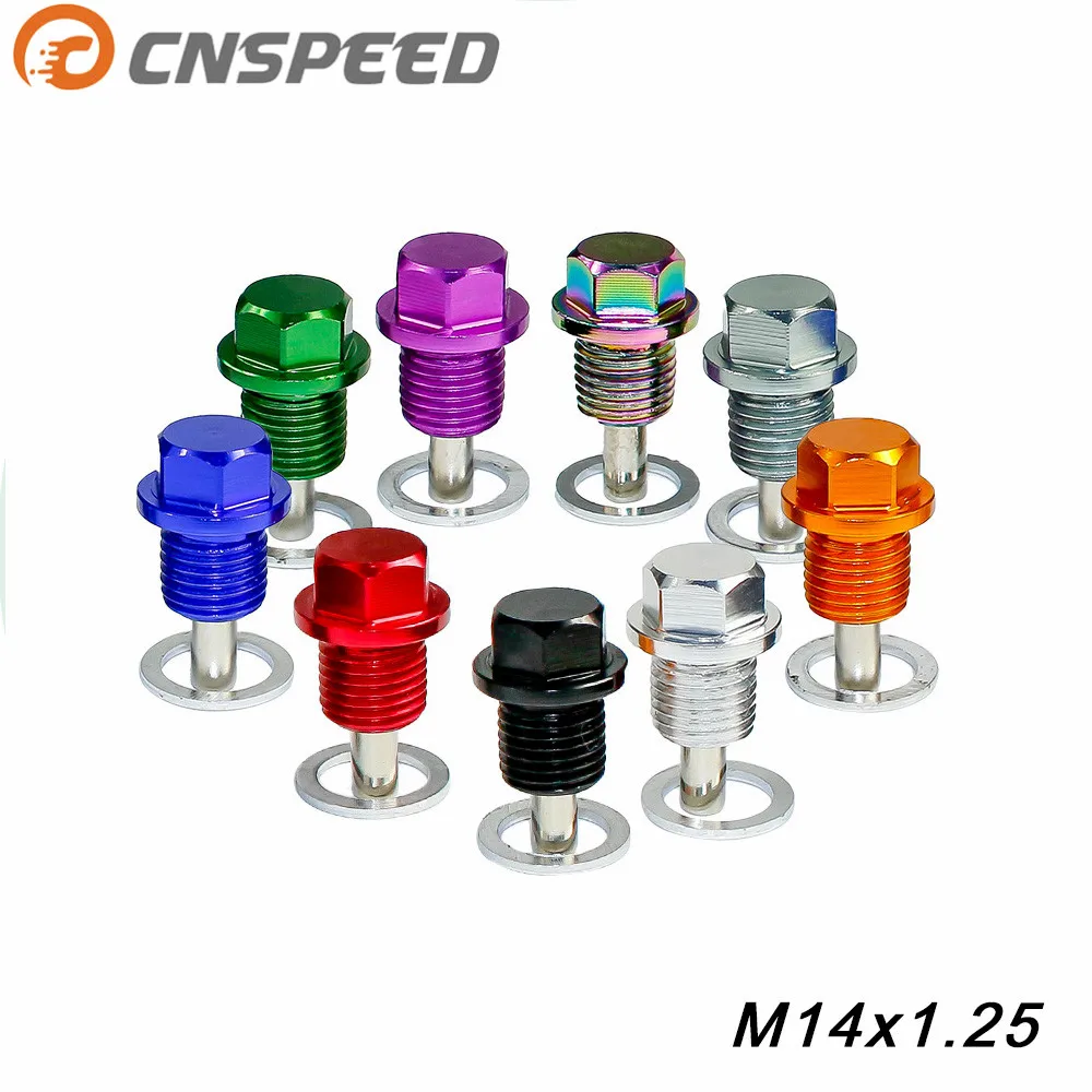 CNSPEED M14* 1,25 мм Магнитная дренажная масляная пробка алюминиевый болт/сливная пробка для масла для большинства Ford(все транспортные средства с резьбой 14x1,25