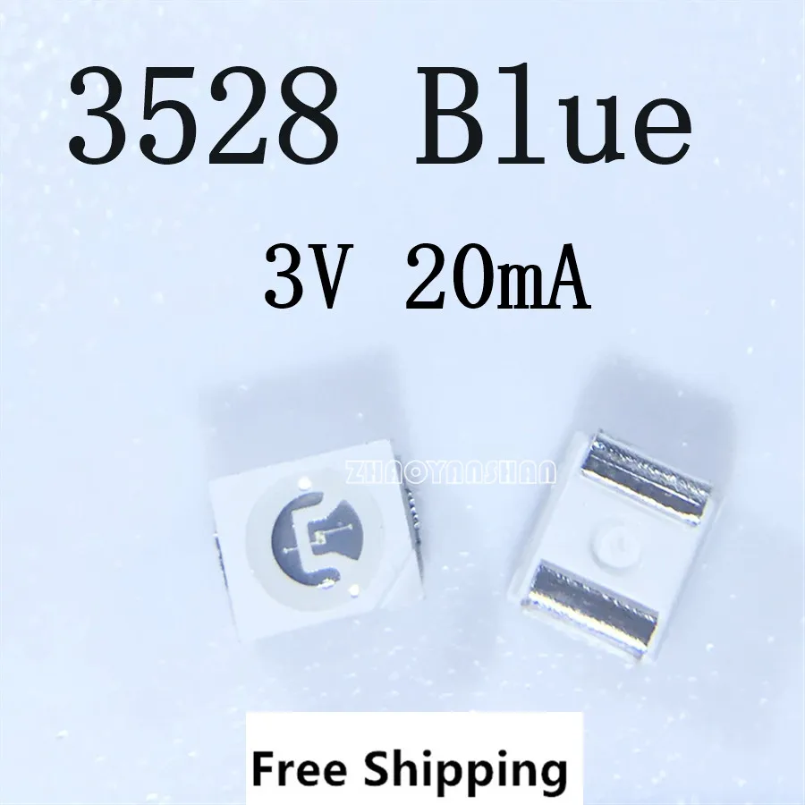 1000 шт. X 3528 синий 1210 3 в Светодиодная лампа SMD диод smd Led бусины 460 470нм супер яркие