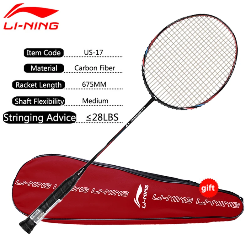 Li Ning U Sonic 17 ракеток для бадминтона профессиональные ракетки из углеродного