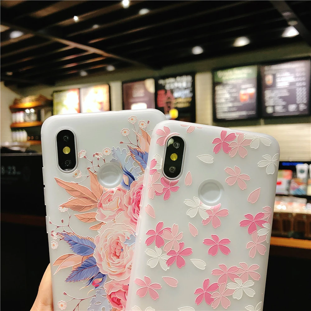 Eqvvol Silicon Phone Case For Xiaomi 8 5X 6X Mix 2 2S Rose Floral Cases Redmi Note 5 5A 4 Soft TPU Cover Cute Cartoon Coque |