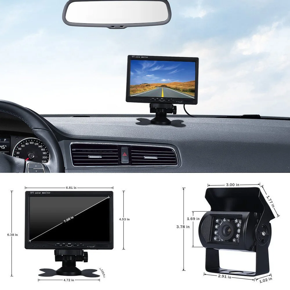 Podofo 7 &quotLCD двойная запасная камера автомобильный монитор заднего вида Комплект