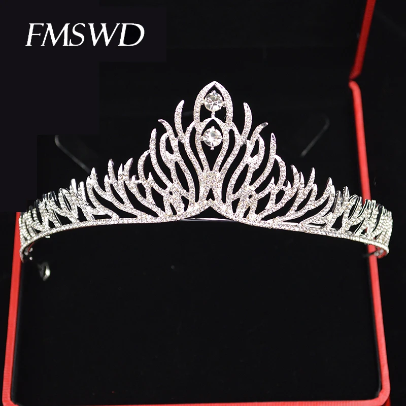 FMSWD Silver Rhinestone Crown For Beloved Girl Handmade Bride Wedding Headdress Birthday Party Hair Accessories | Украшения и