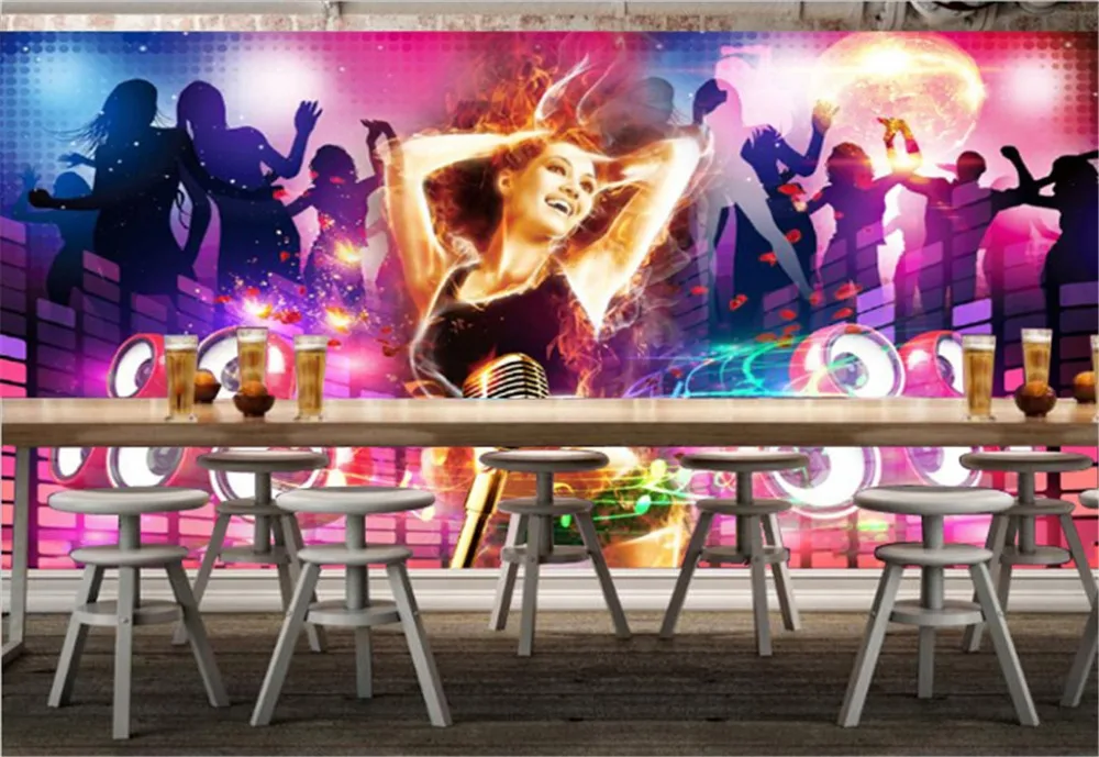 Оптовая продажа 3D-обои Bar KTV сексуальный певец наслаждайтесь пением