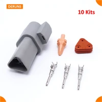 10kits male 3 pin deutsch car waterproof sealed auto connector plug sets dt04 3p