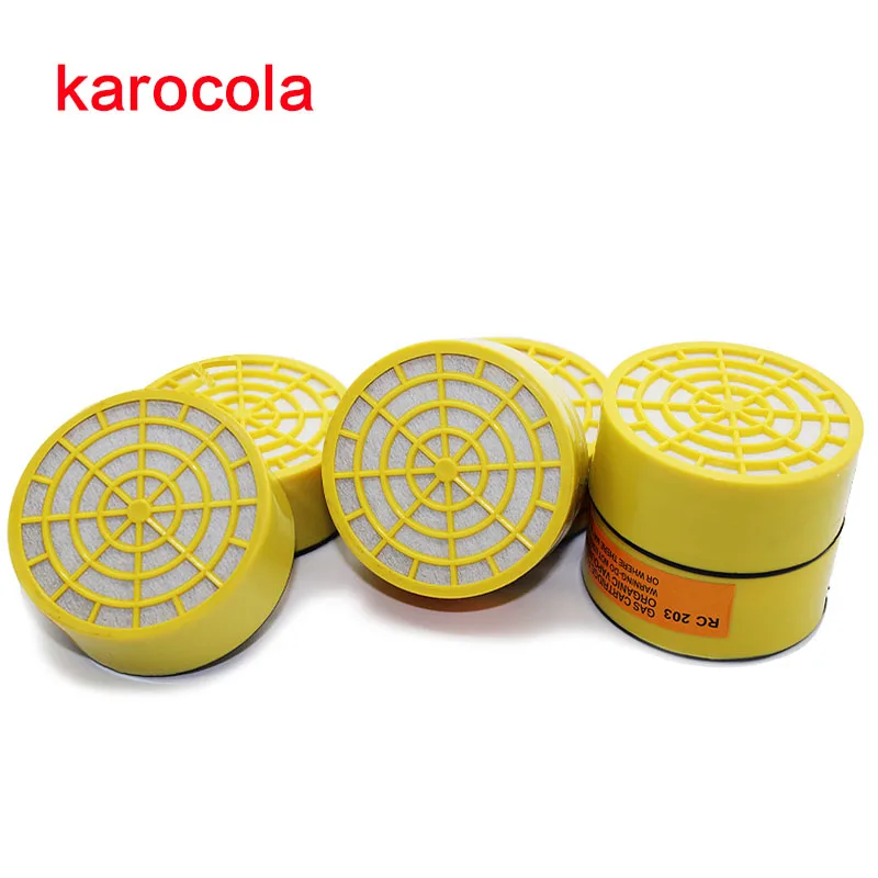 Gas Mask Chemical Gas Anti Dust Paint Industrial Respirator Dual Filter Face Safety Protection Mask with Goggles Wholesale - Цвет: 6pcs filter