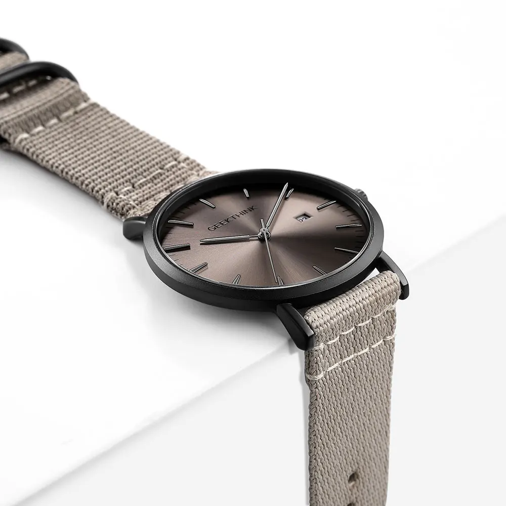 Ультра тонкие мужские часы кварцевые тканевые Relojes Простые аналоговые японские