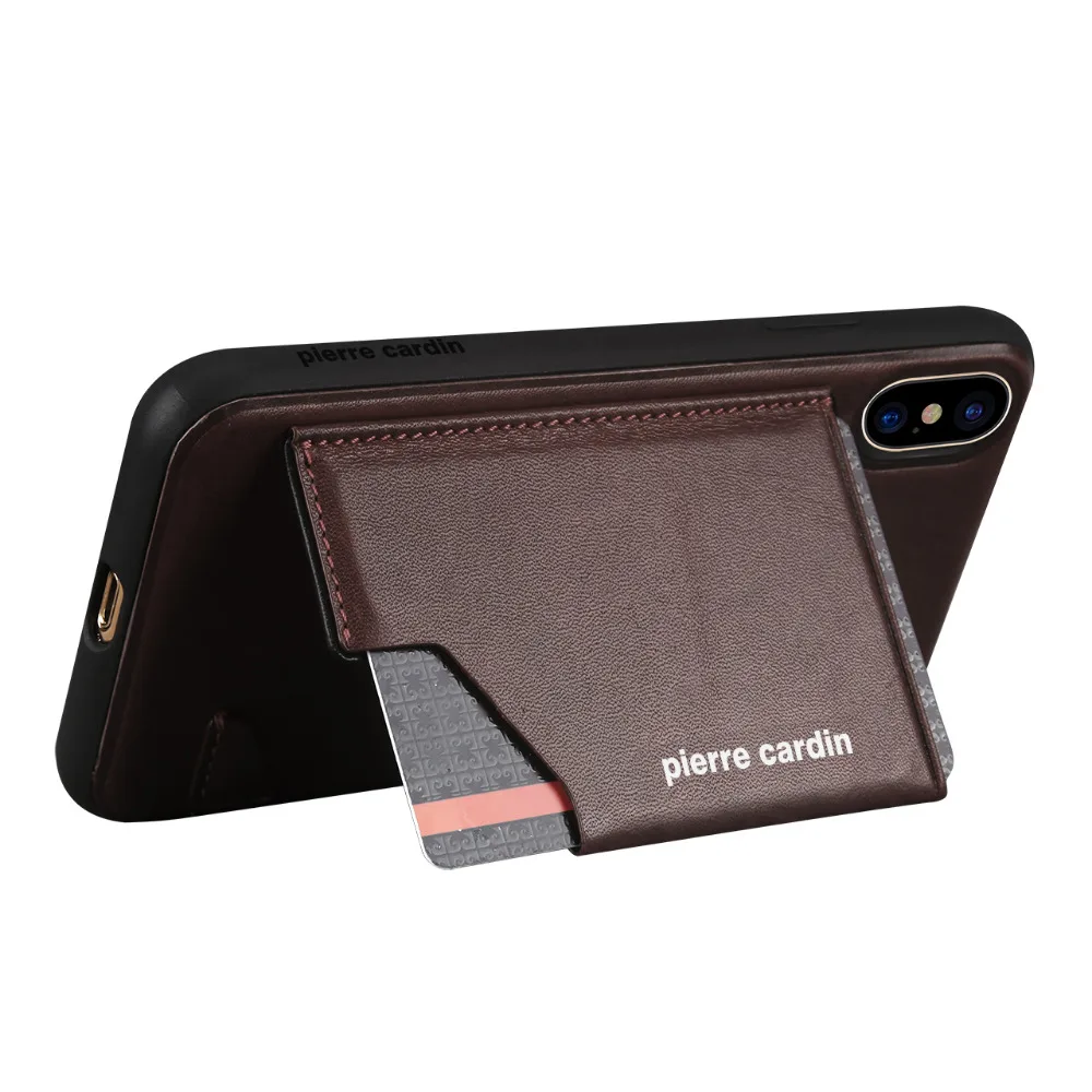 Pierre Cardin для Apple iPhone XR XS MAX сотовый Чехол для телефона из натуральной кожи чехол держатель для Карт Подставка Флип кожаный Стильный чехол