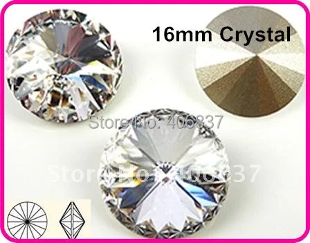 

100pcs/Lot, Free Shipping! Color Clear/Crystal 16mm Rivoli Crystal Fancy Stones, Chinese Top Quality Crystal Rivoli
