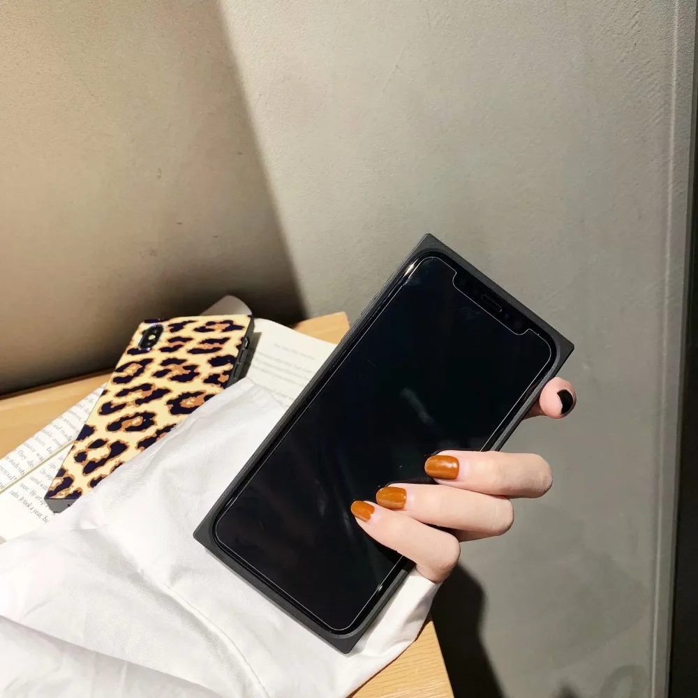 ORYKSZ For iphone X 6 6s 7 8 Plus Case Leopard print Pattern Tempered Glass Silicone Cases XS XR MAX Back Cover |