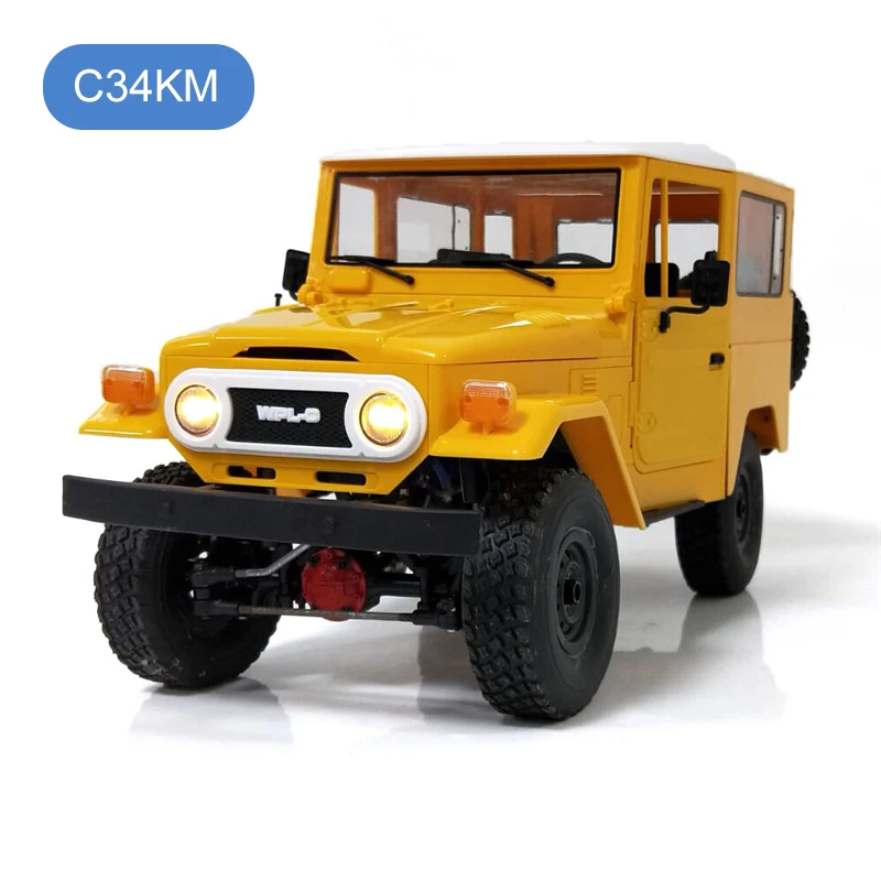 yellow C34KM WPL C34/C34K/C34KM 1/16 RTR 4WD 2,4G Buggy Crawler внедорожных автомобилей RC 2CH с головного света Пластик металлические модели автомобилей детская Радиоуправляемая машинка - Цвет: yellow C34KM
