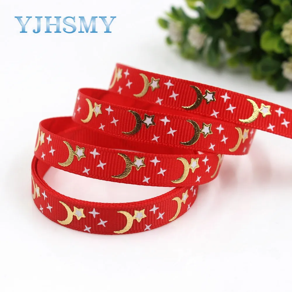 YJHSMY I 19418 1025 10 ярдов 3/8 дюйма (10 мм) однотонные ленты с горячим тиснением в виде