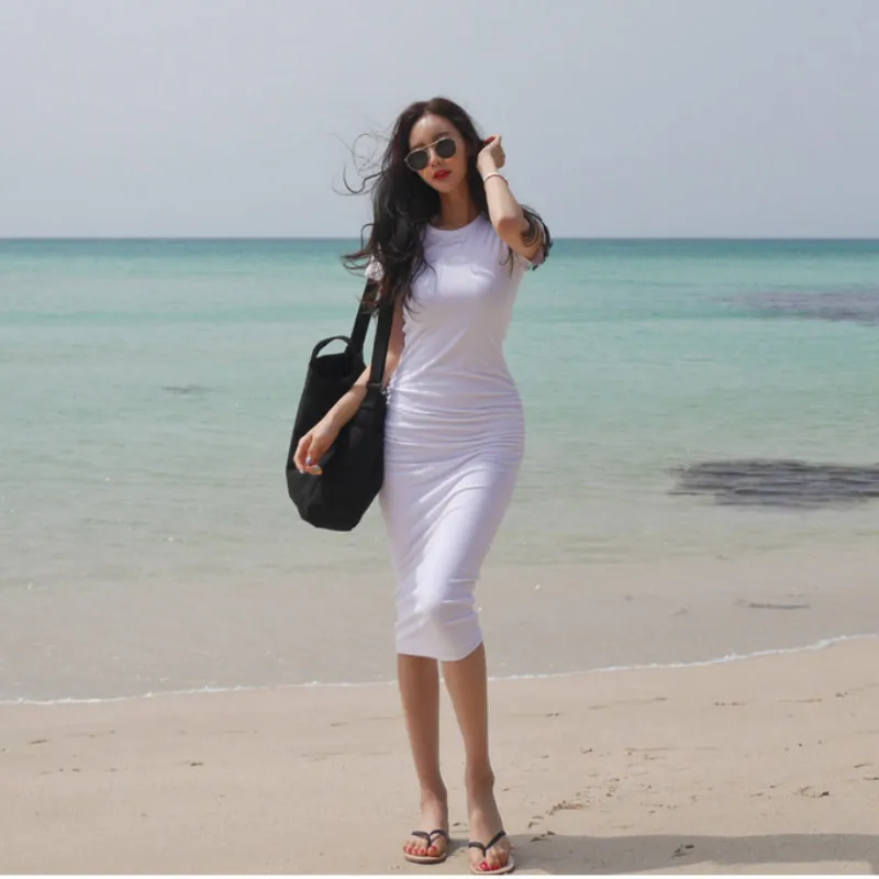 Высококачественный хлопок женское корейское платье звезда стиль Сексуальная