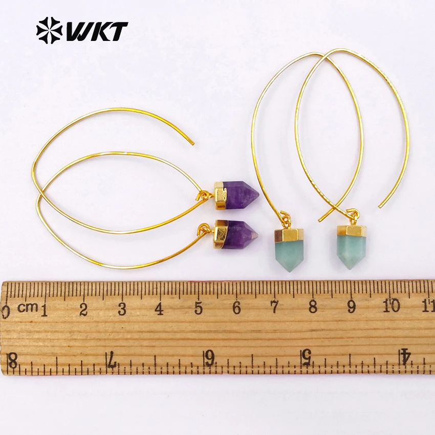 Романтические высококачественные серьги подвески WT E411 из натурального камня с