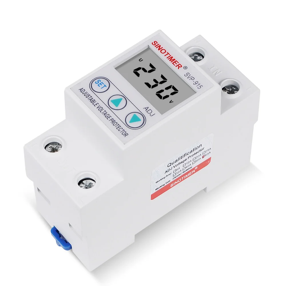 SVP 915 Напряжение реле 63a 230v din рейку регулируемый над и под защита от скачков
