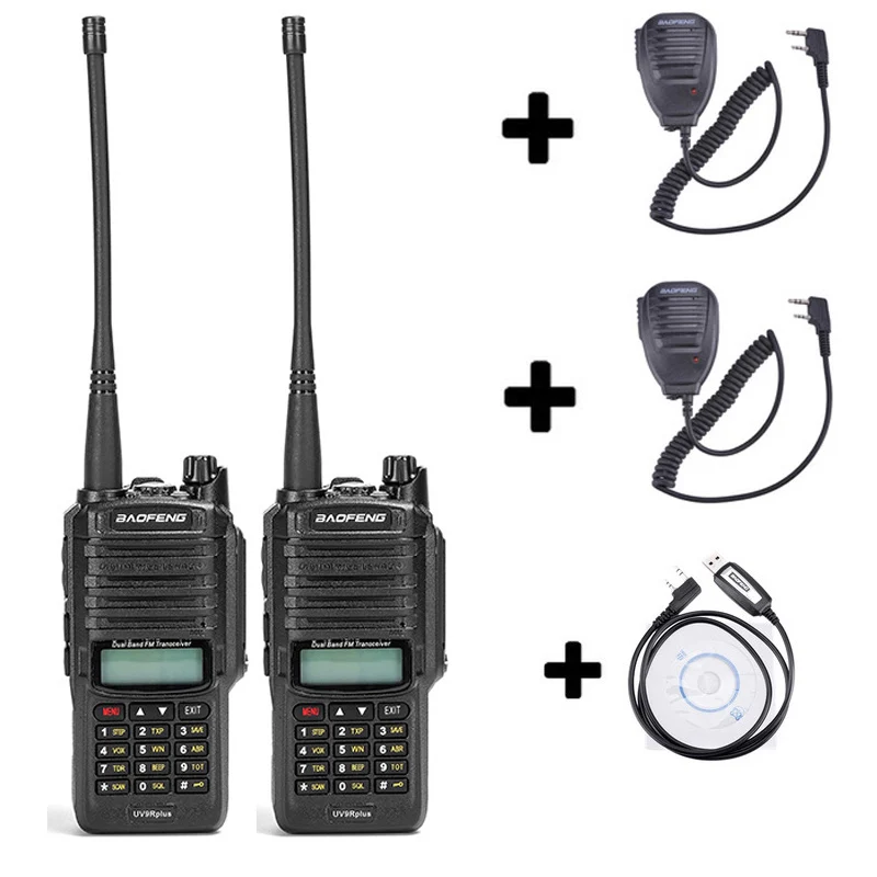 baofeng uv-9r uv 9r plus для комплект рация 2 шт 10 км 10 Вт cb водонепроницаемая автомобильная портативная рации ham радиостанция трансивер baufeng двухдиновая магнитола радиостанции boafeng двухдиапазонная uhf vhf - Цвет: Add 2mics 1cable