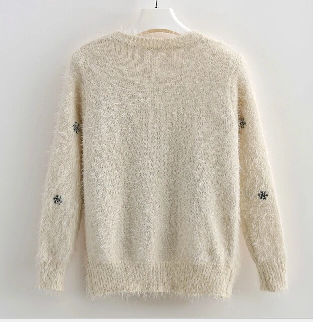 Christmas gift sweater women 2015 winter mohair pullover deer snowflakes M4 | Женская одежда
