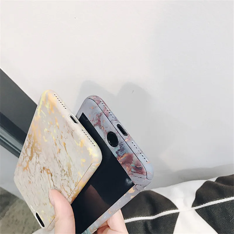 QINUO 360 градусов полный Чехол для iPhone 5 6 6s 8 7 Plus модный мраморный матовый чехол с