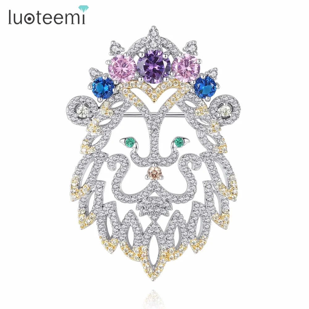 LUOTEEMI Великолепная яркая привлекательная красивая брошь в форме животного льва