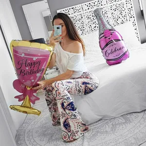 Украшение для вечеринки в честь Дня рождения с золотой короной для взрослых, шампанские, очки, виски, пива, воздушный шар из фольги, 18-й, 21-й день рождения, воздушный шар