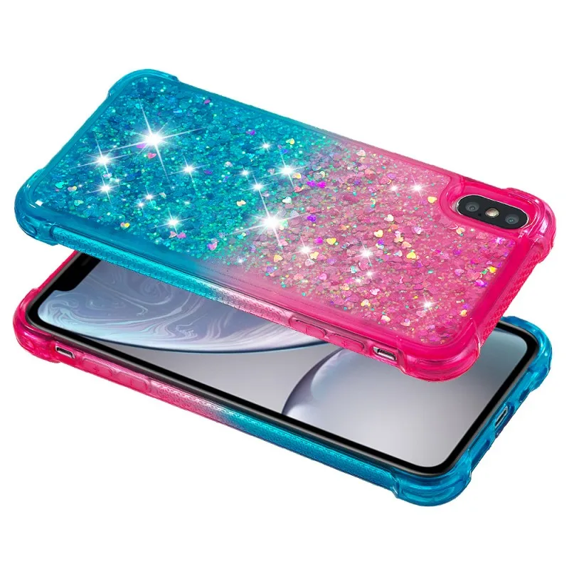 Блестящий Алмазный блестящий чехол для IPhone X Coque XR XS MAX Quicksand градиентный |
