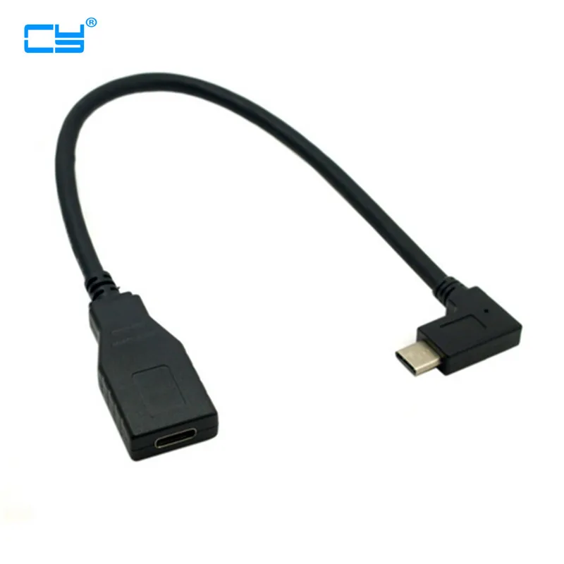 

90 Degree Right Angled USB-C USB 3.1 Type C Male to Female Extension Data Cable for Macbook Tablet 20cm