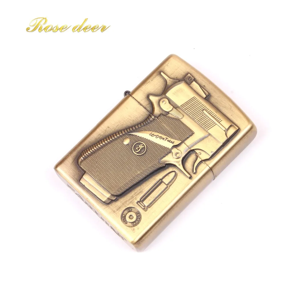 Metal Lighter Fashion Inflatable Bronze Ancient Silver Mirror Windproof Cigarette Kerosene lighter Smoking Fuel Lighters | Дом и сад