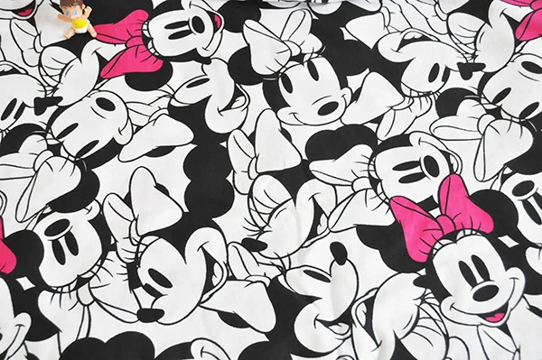 Мультяшная Минни Маус розовый бант простая хлопковая ткань шитье пэчворк ручной