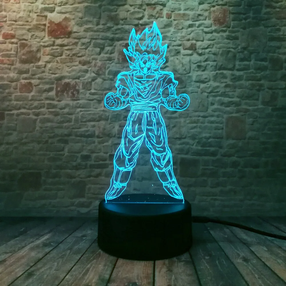 Dragon Ball Legends Супер Saiyan Goku фигурки 3D настольная лампа 7 цветов ночной Светильник для мальчиков подарки для детей