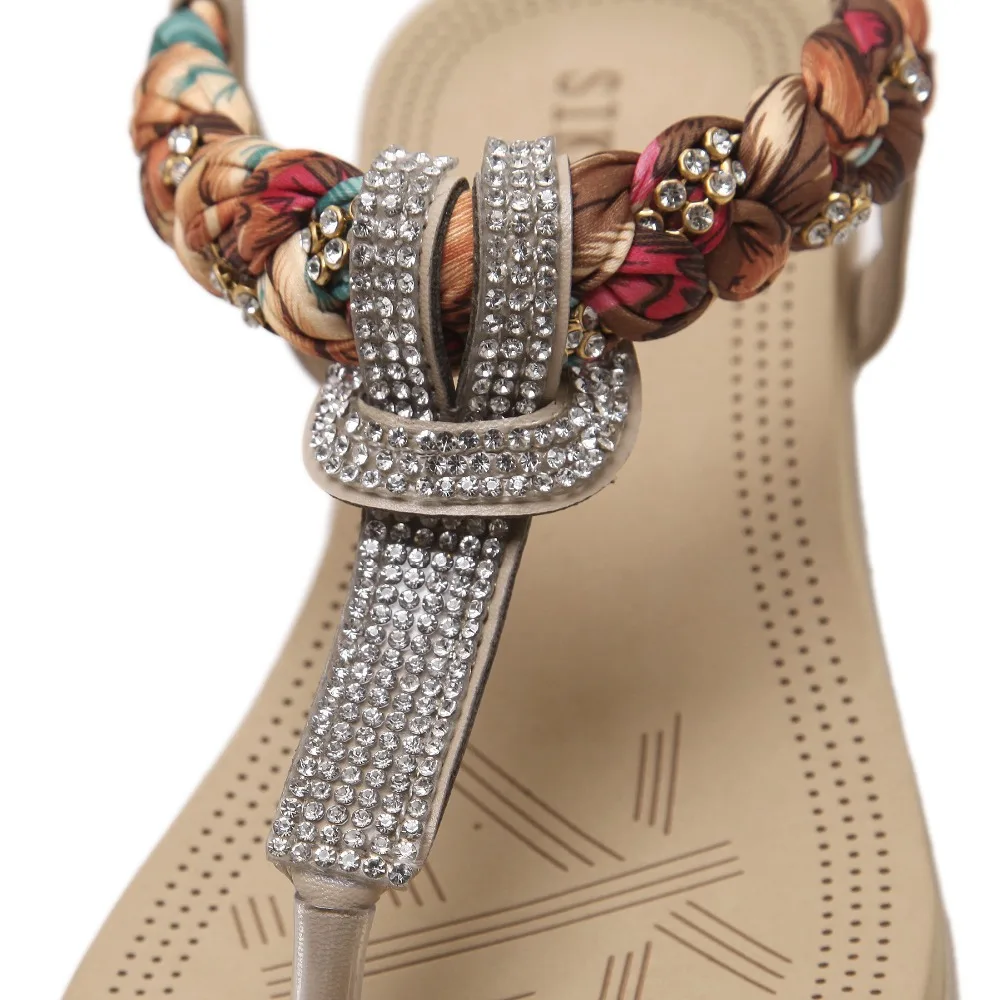 ZZPOHE 2017 новая летняя Женская обувь в богемном стиле украшенные бриллиантам Модные