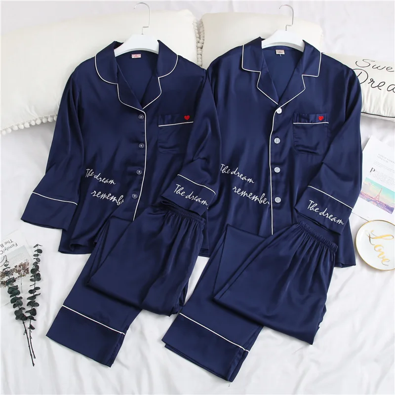 navy women Пижама унисекс для женщин и мужчин, комплект из 2 предметов, 3 цвета, летний и весенний комплект домашней одежды - Цвет: navy women