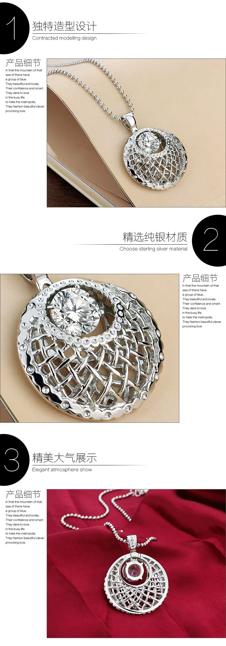 Модное ожерелье из стерлингового серебра 925 пробы для красивых девушек