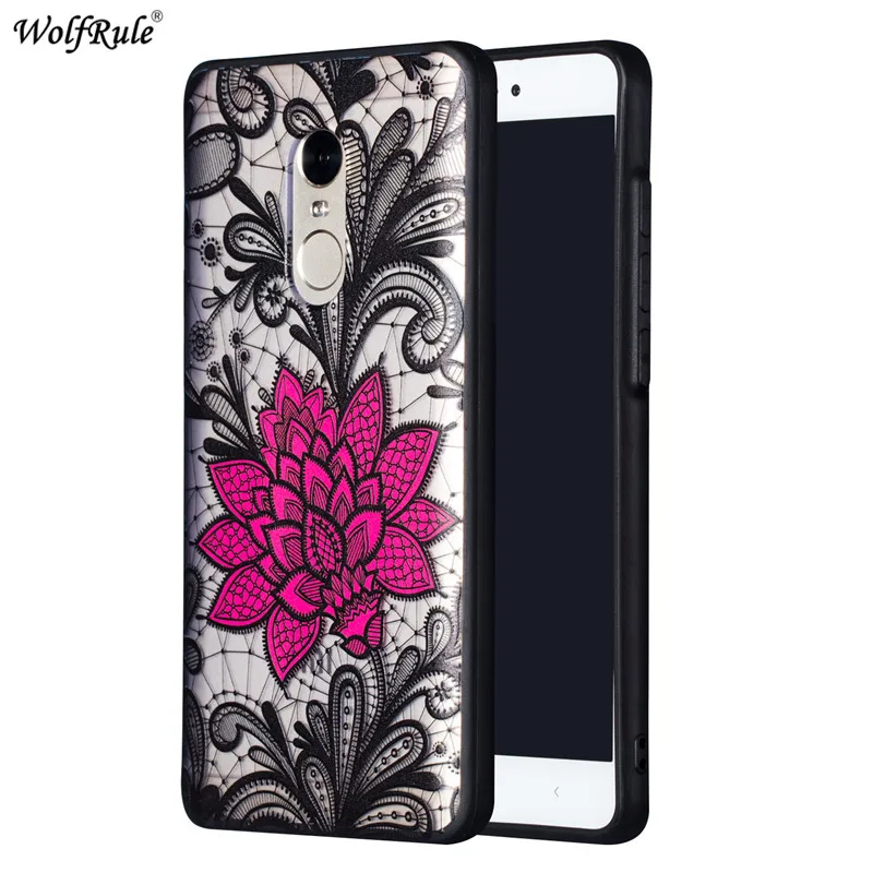 WolfRule Xiaomi Redmi Note 4x чехол для 4 черный кружевной красный цветочный Мягкий ТПУ PC Capa |