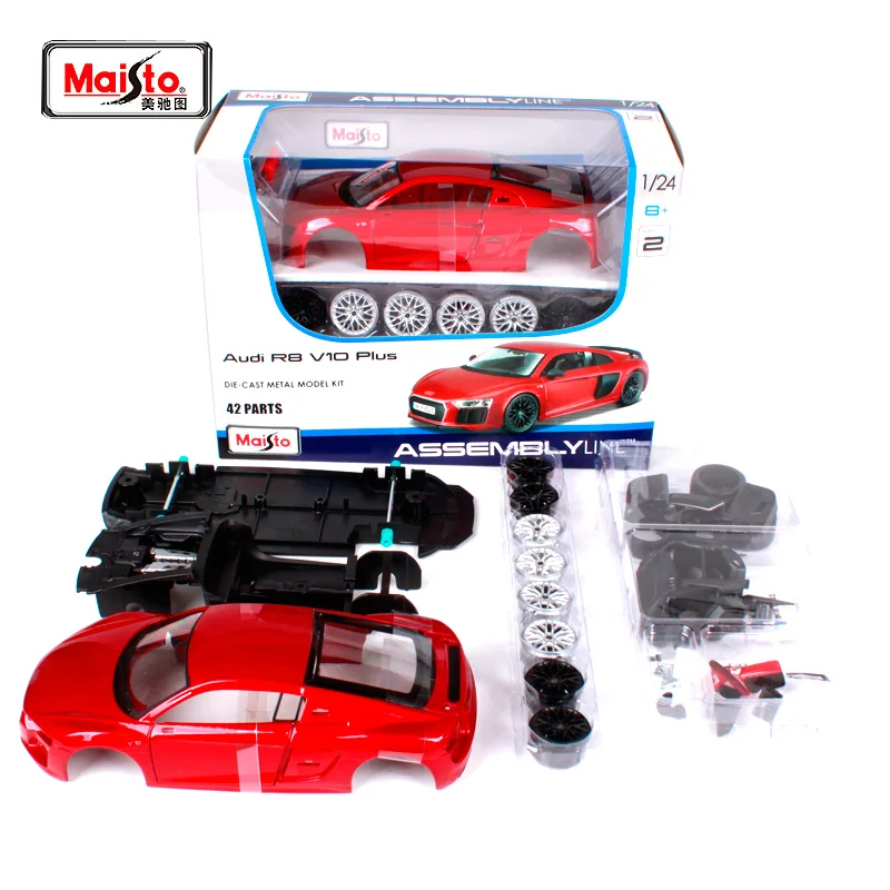 Спортивный автомобиль Maisto 1:24 Audi R8 V10 Plus в сборе самодельная модель игрушечный