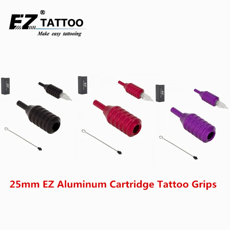 

25mm EZ Aluminum Cartridge Tattoo Grips Tube Black/Red/Purple for Cartridge Rotary Machine and Tattoo Needles Supply 1pcs/lot